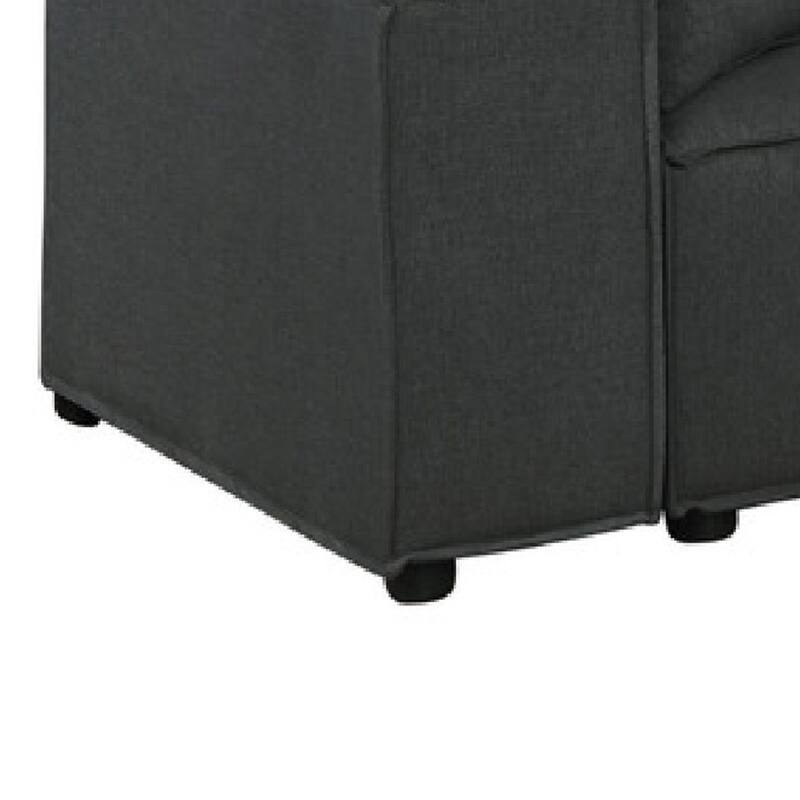 Melro Modular Sectional Sofa w Ottoman, 5 Pillows, Dark Gray, 99 Inch