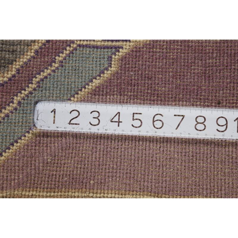 Hand Knotted Oriental 100% Wool Carpet Transitional Geometric Purples Oushak Area Rug - 6' 11'' X 4' 0''
