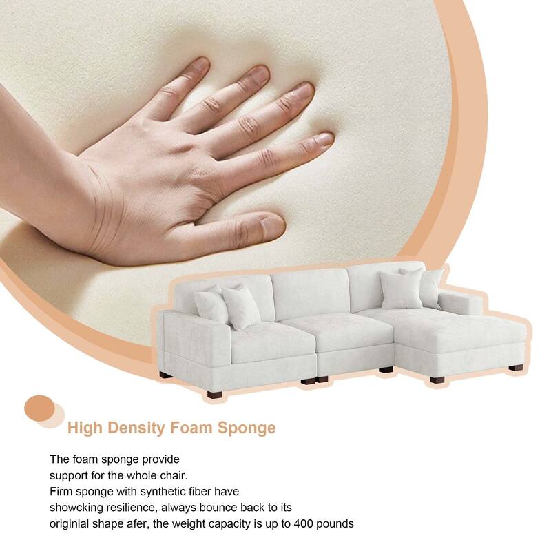 Modern Oversized Chenille Modular Sectional Sofa With Chaise