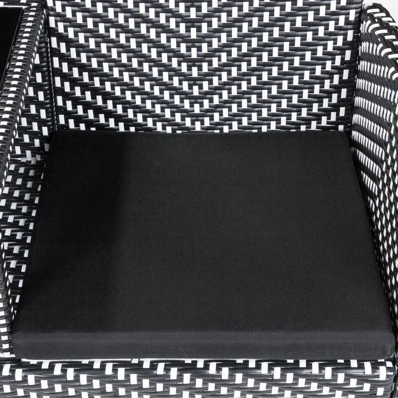 Lulu French Wicker Patio Loveseat with Built-in Glass End Table by Furniture of America