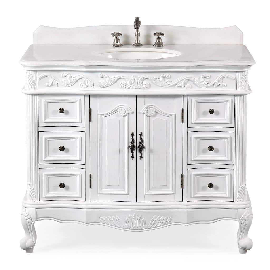 42" Benton Collection Antique White Beckham Bathroom Sink Vanity