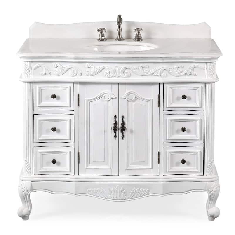 48" Benton Collection Beckham Antique White Bathroom Vanity