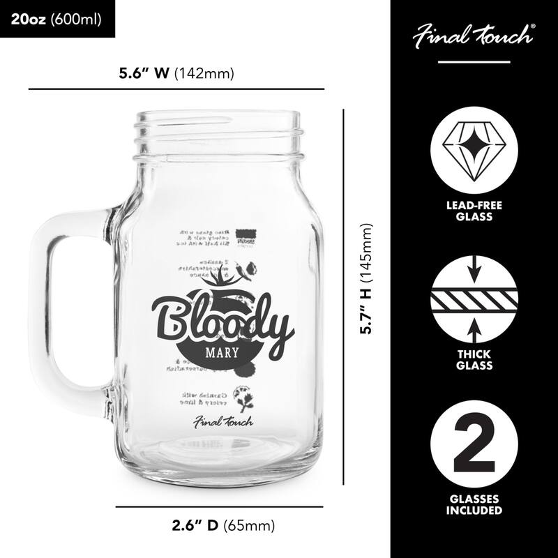 Final Touch Bloody Mary Mason Jar Mugs Set