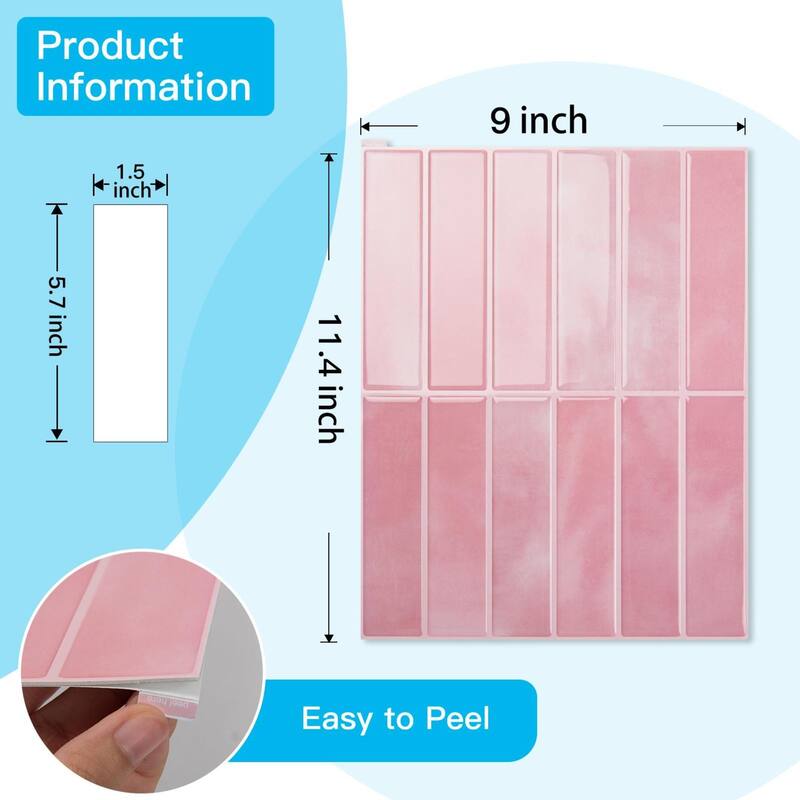 Art3d 10 Pieces Self-adhesive Thickened Backsplash Subway Tiles Marble Design - 9inch x 11.4inch