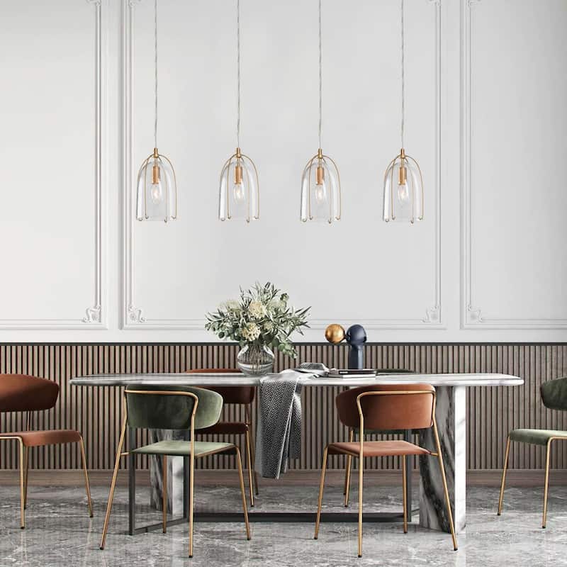 Mini Modern Gold 1-light Compact Glass Island Pendant Lights for Dining Room - D5.06" x H8.57"