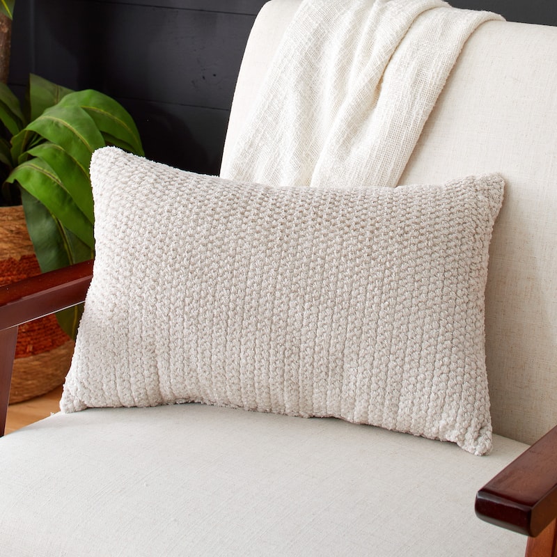 Sorra Home Velvet Shimmer Single Indoor Textured Knife Edge Lumbar Pillow - 14 in x 24 in - Sutherland Peyote