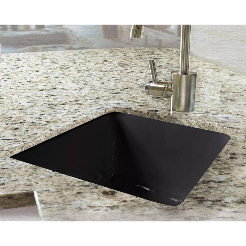 Miseno 16" Single Basin Undermount Cast Iron Kitchen Sink - Black