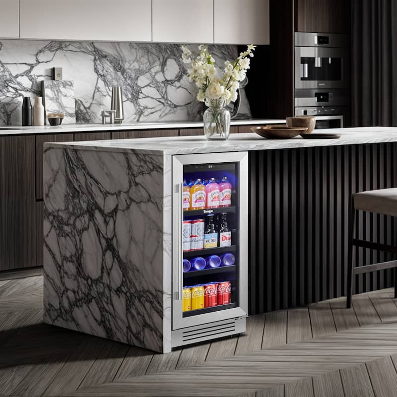 15 Inch Beverage Cooler Center 80 Can Built-in/Freestanding Beverage Refrigerator - 15 inch
