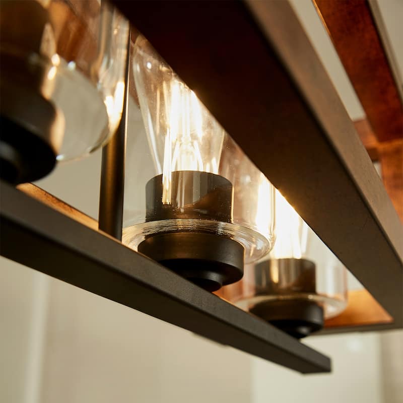 5 Light Lantern Rectangle Chandelier - 36"x8.55"x53"