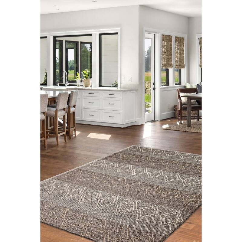 ECARPETGALLERY Braid weave Sienna Tan Wool Rug - 6'1 x 8'10