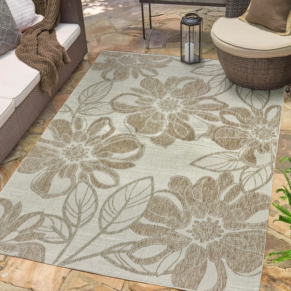 Gertmenian Tropea Woodbury Bold Floral Casual Easy Care Flatweave Indoor/ Outdoor Area Rug