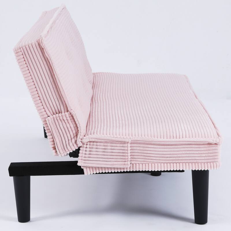 This 66-inch corduroy sofa bed can flexibly adapt to the living room ， bedroom, switch between the two comfortable forms.