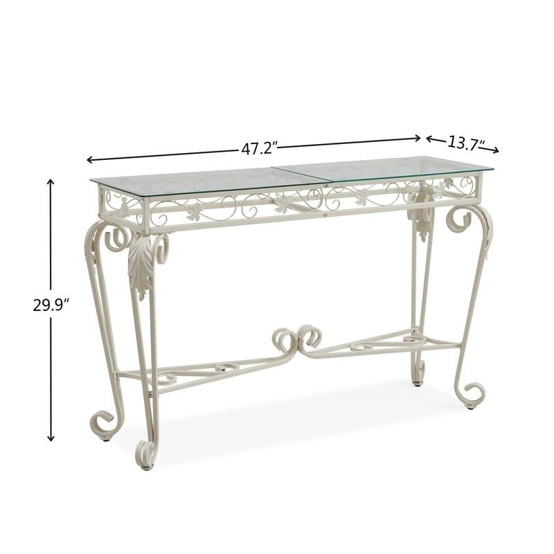 Mieres Console Table, 2-Tier Glass Entryway Table, Narrow Sofa Table with Shelves, Entry Console Table Metal with Storage