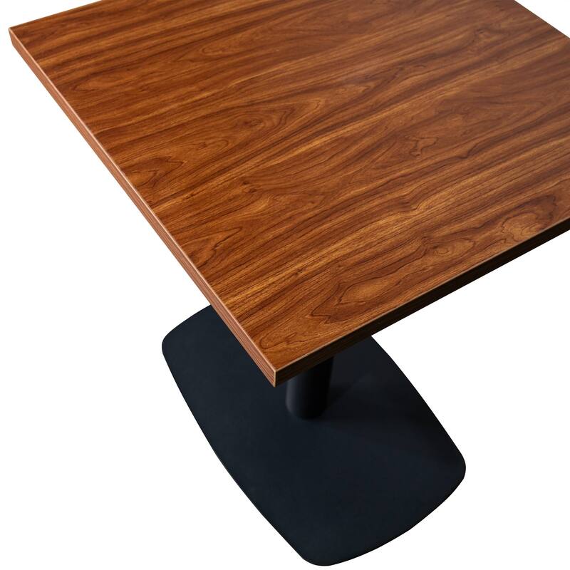 Vail Square Dining Table with 24 in. MDF Tabletop in Black Stainless Steel Square Base Accent Kitchen Table