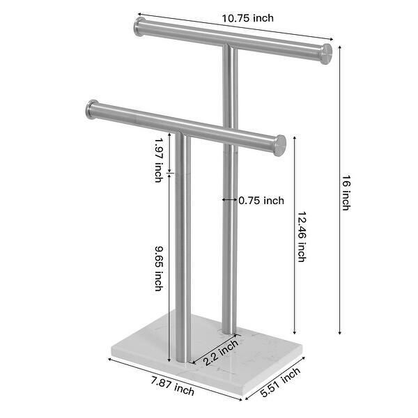 2-Tier Towel Rack Countertop Free Standing with Natural Marble Base ...