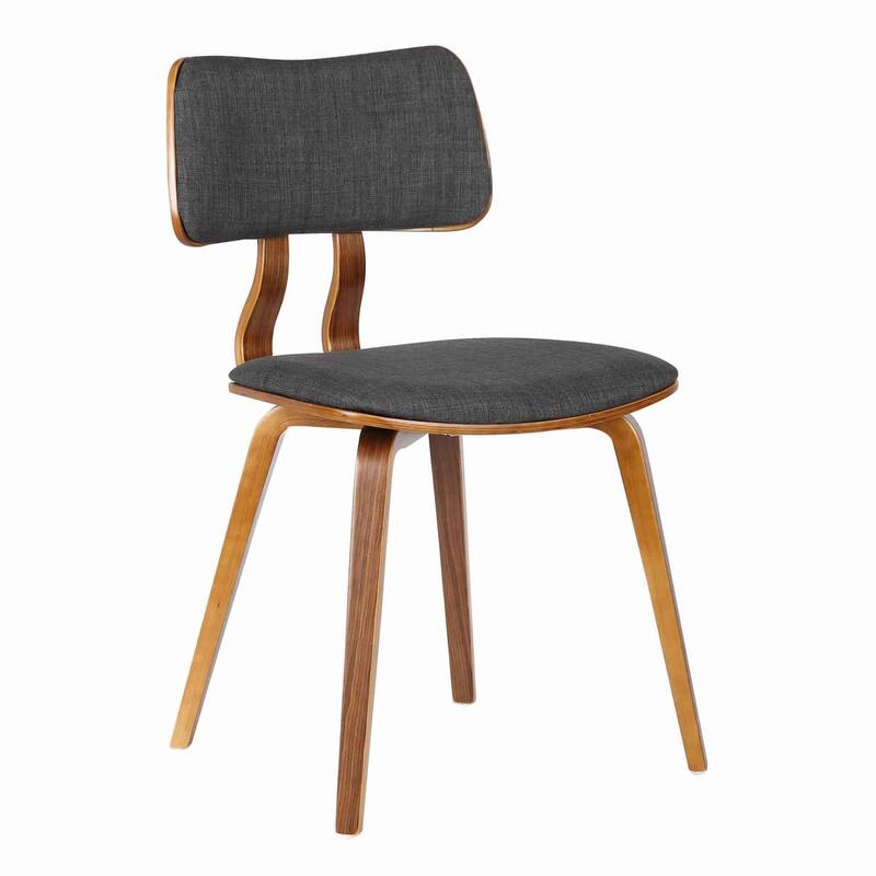 Fabric Upholstered Split Curved Back Wood Dining Chair - 29 H x 18 W x 20 L - Brown and Gray