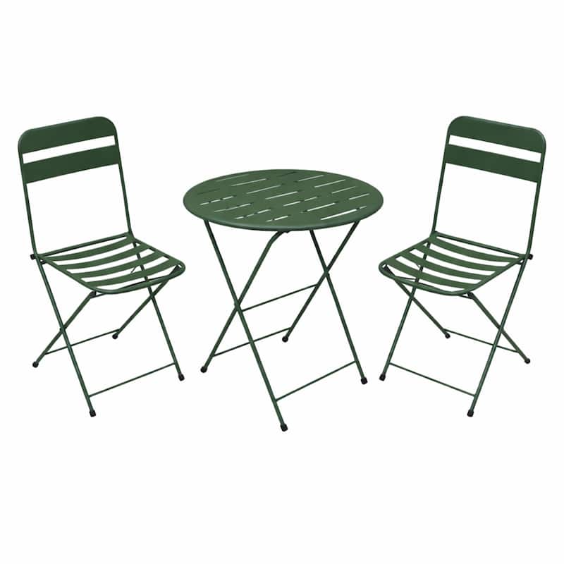 28-in H 3-Piece Metal Folding Bistro Set , Green - Green