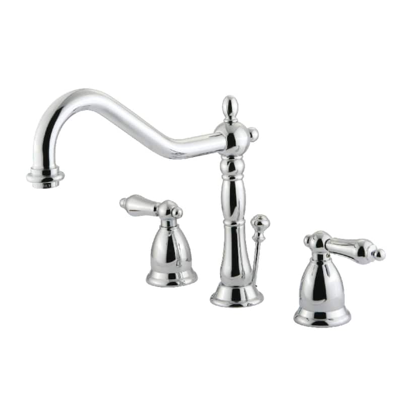 Kingston Brass Heritage Widespread Bathroom Faucet with Brass Pop-Up - Polished Chrome