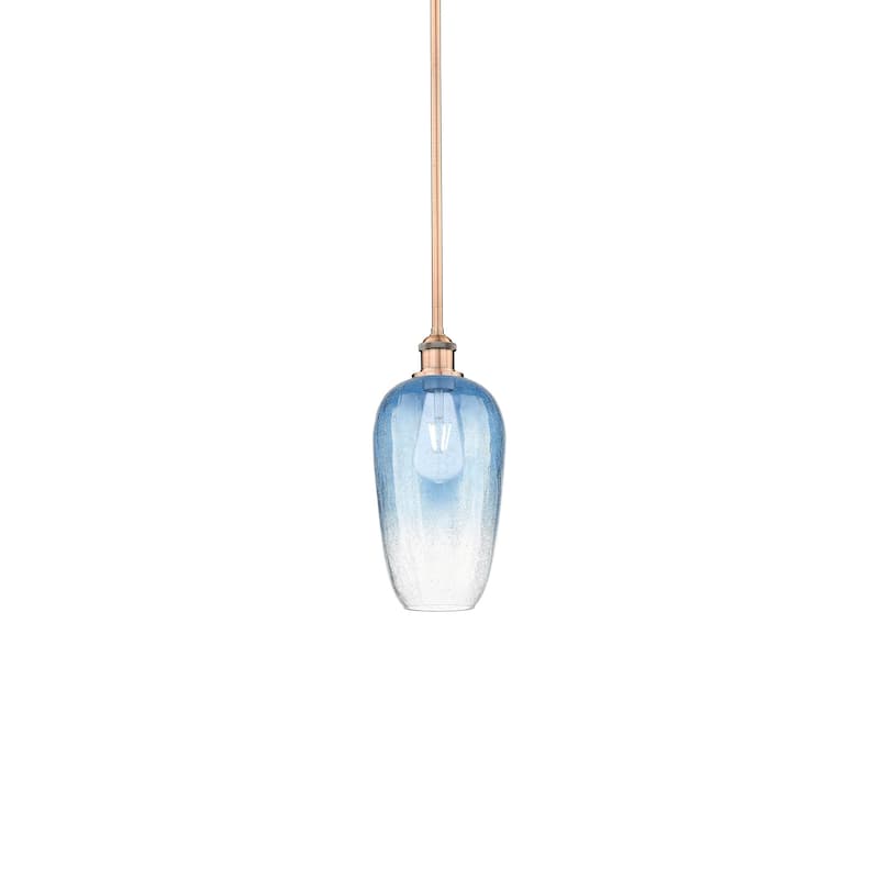 Innovations Lighting 616-1S-15-7 Brookhaven Flute Pendant Brookhaven - Antique Copper / Sapphire Blue