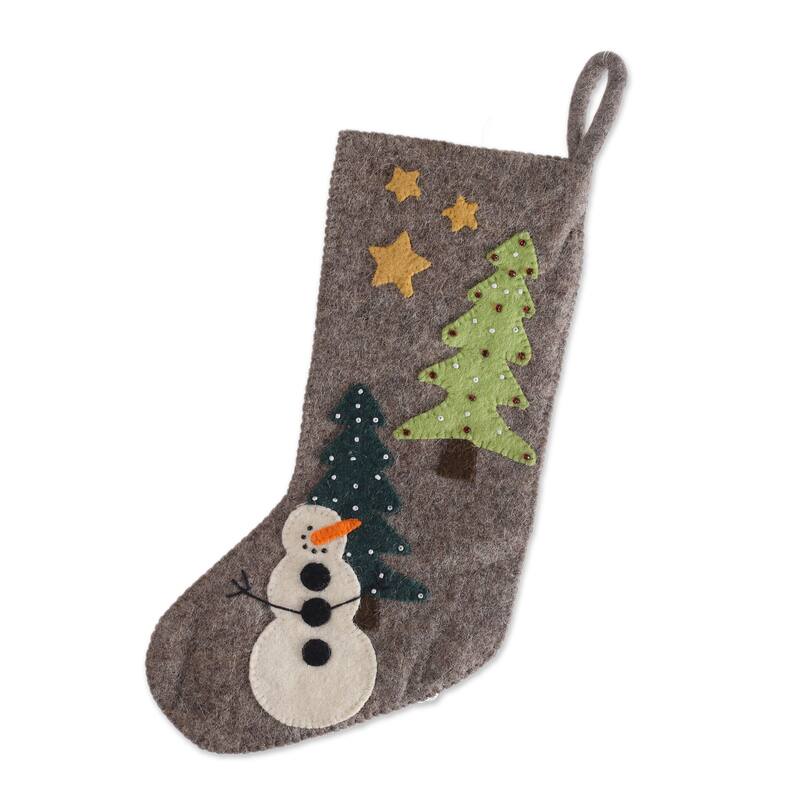 Novica Handmade Holiday Splendor Wool Felt Christmas Stocking