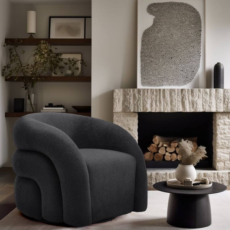 Upholstered Boucle Swivel Accent Chair