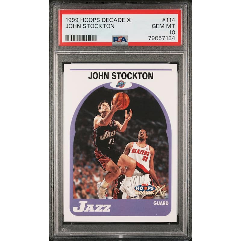 John Stockton 1999 Skybox Hoops Decade X Basketball Card #114 Graded PSA 10 - 8'6" x 11'6"