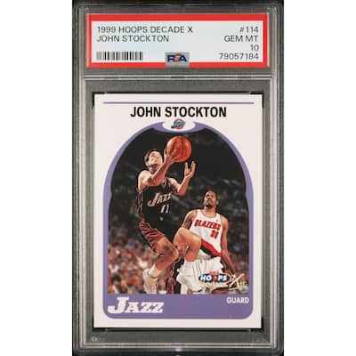 John Stockton 1999 Skybox Hoops Decade X Basketball Card #114 Graded PSA 10 - 8'6" x 11'6"