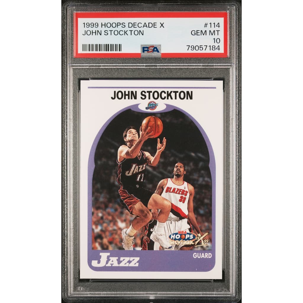 John Stockton 1999 Skybox Hoops Decade X Basketball Card #114 Graded PSA 10 - 8'6" x 11'6"