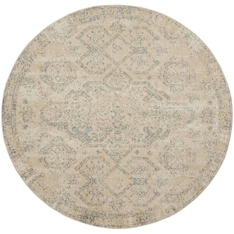 HomeRootsGeometric Transitional Round Area Rug - 94' X '94' X '0.5