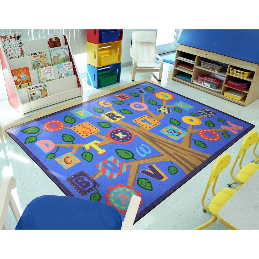 Alphabet Leaves Educational Nylon Area Rug