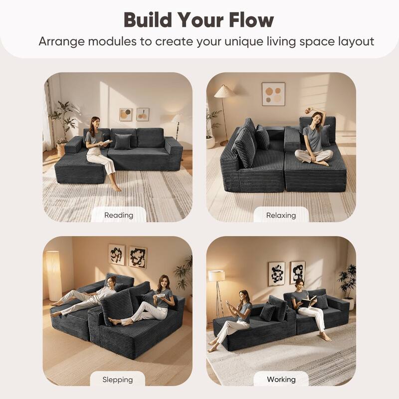 Indoor 108" Oversized Sofa Lounge Chair with Fluffy Comfy Cloud Couch