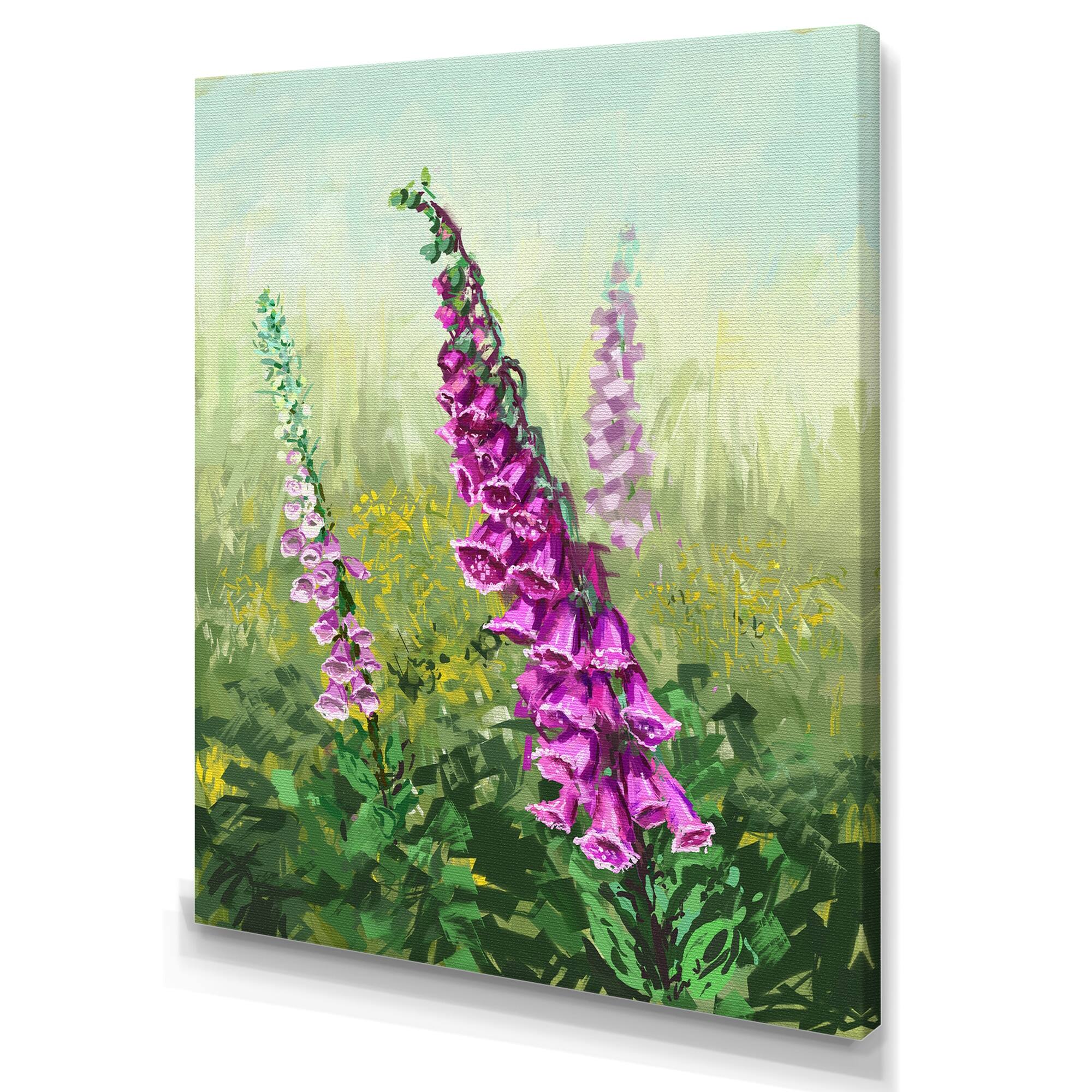 Designart "Purple Wildflowers Painting" Traditional Canvas Wall Art