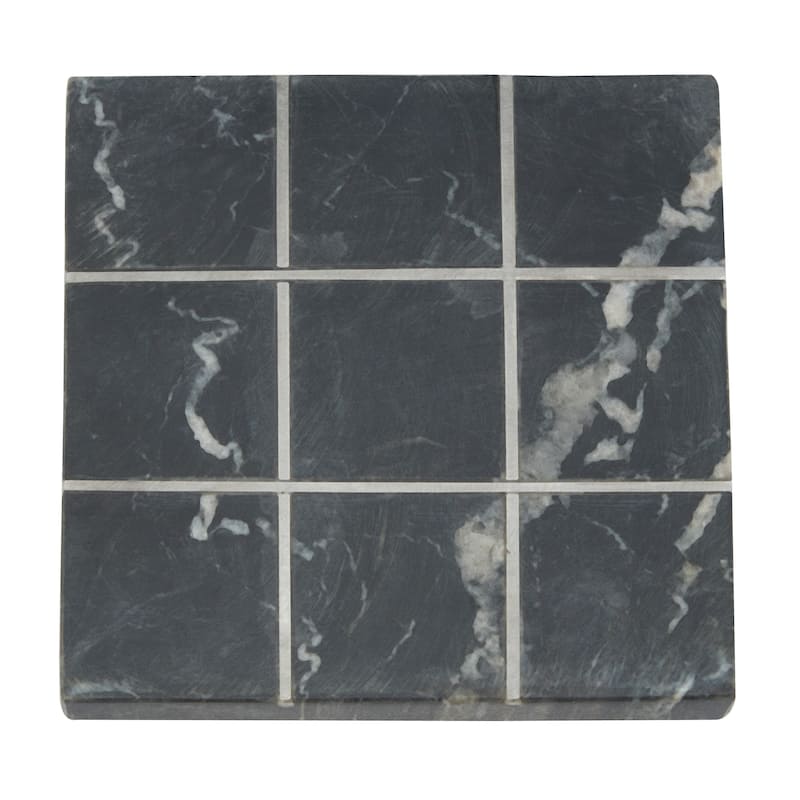 White or Black Marble Tic Tac Toe Game Set with Gold Inlay and Wood Pieces