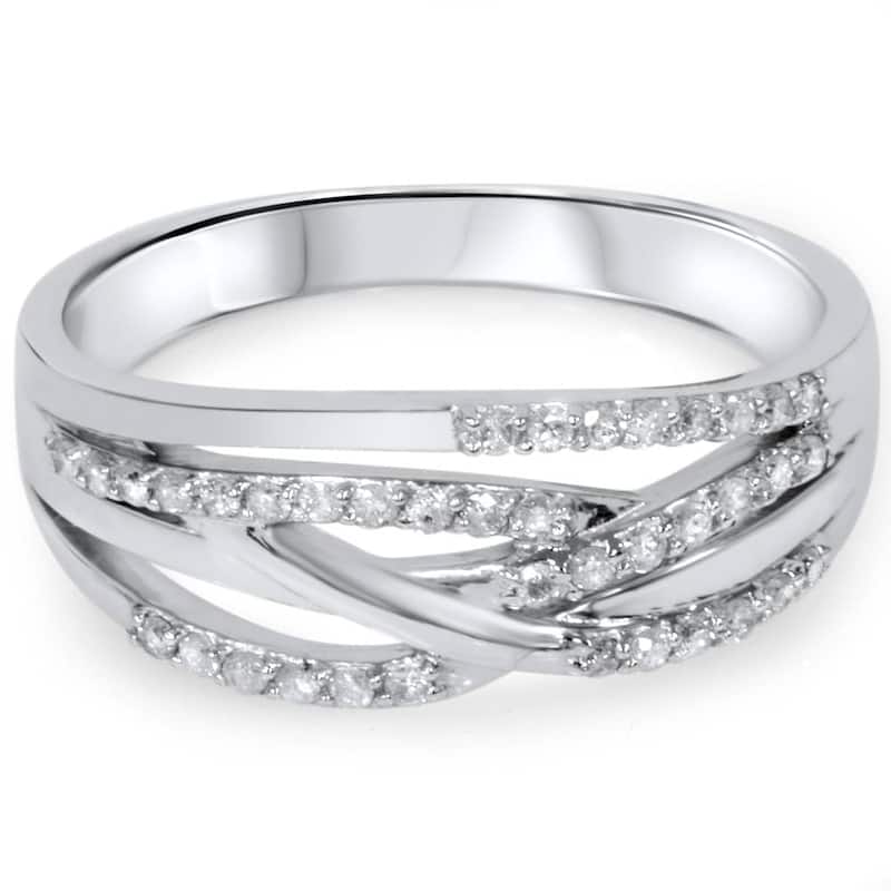 1/5ct Diamond Crossover Ring White Gold
