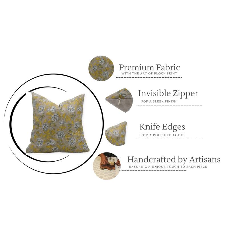 Fabdivine Linen Boho Block print pillow Cover