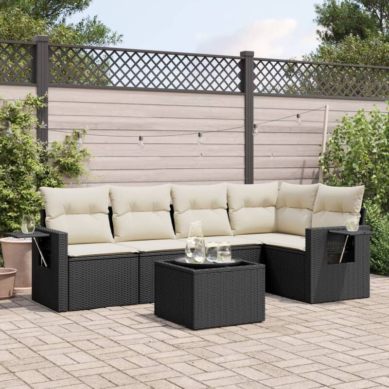 vidaXL Patio Sofa Set with Cushions Outdoor Conversation Furniture Poly Rattan