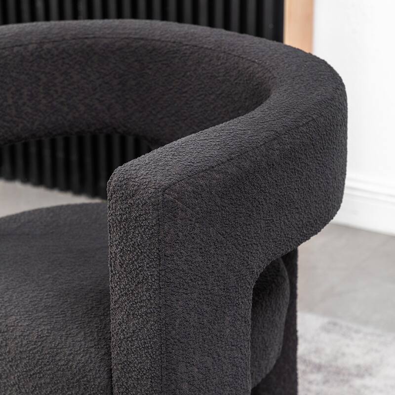 KINWELL 28" Wide Boucle Upholstered Square Armchair