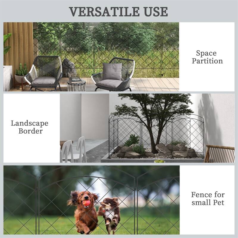 Garden Rust-Resistant 4 Pack Steel Fence Panels