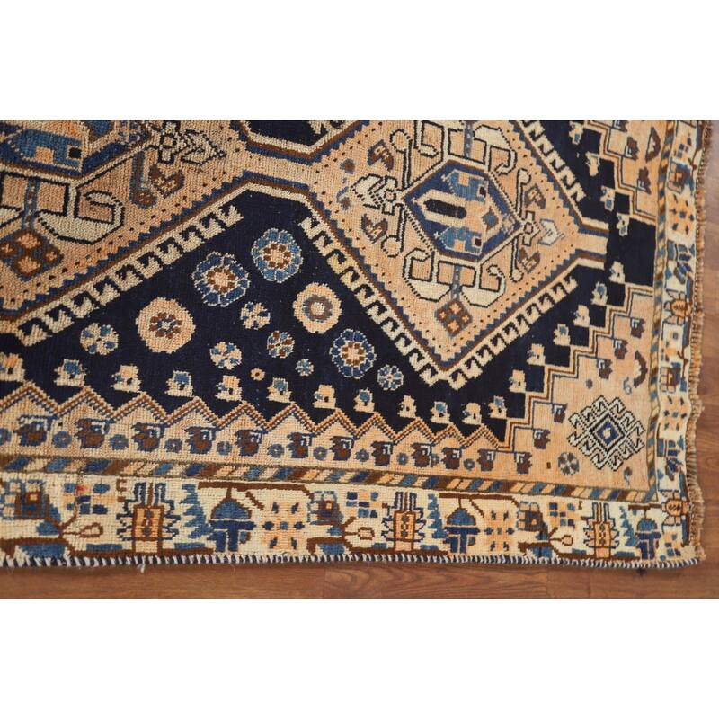 Tribal Qashqai Persian Antique Area Rug Handmade Wool Carpet - 3'6"x 7'9"