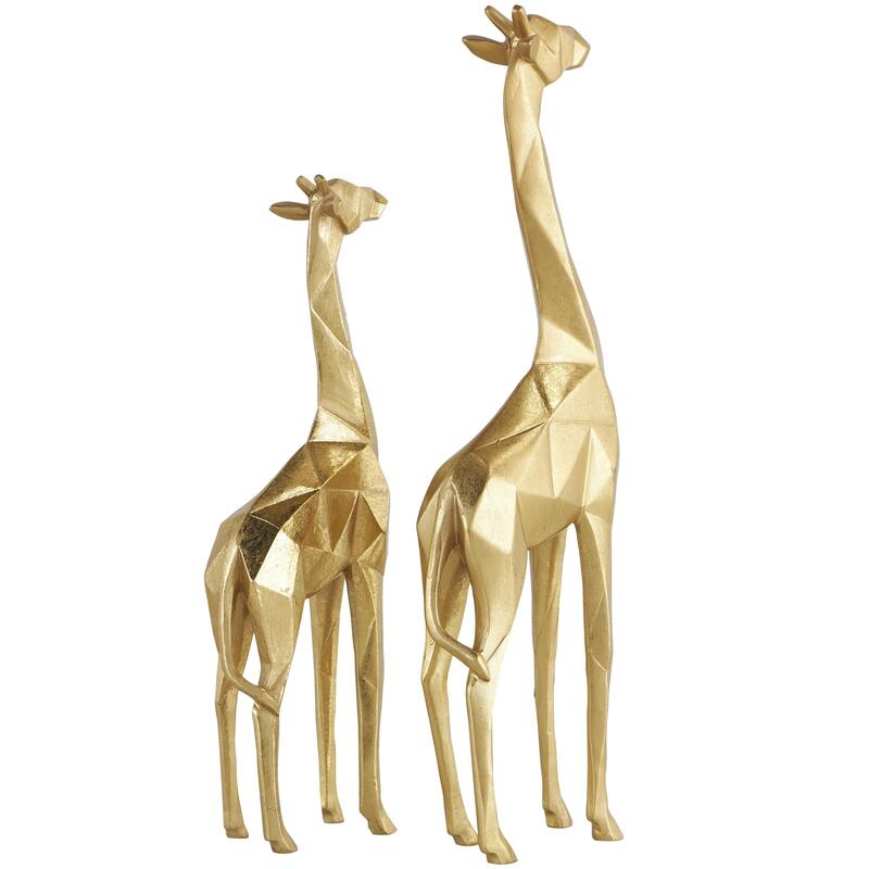 Polystone Giraffe Decorative Sculpture - Set of 2 Gold or Silver - CosmoLiving by Cosmopolitan