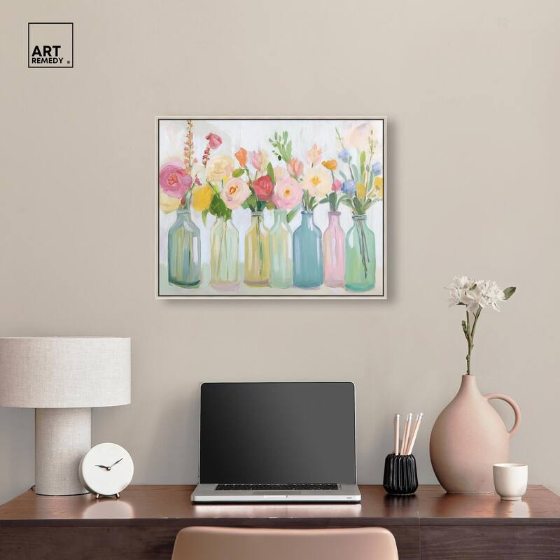 Bottled Blooms Canvas by Art Remedy