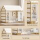 preview thumbnail 1 of 26, Twin Size House Bed Wooden Kids Bed Floor Bed with Fence and Semi-Enclosed Roof, 2 Movable Wardrobes Practical and Functional Natural - Twin