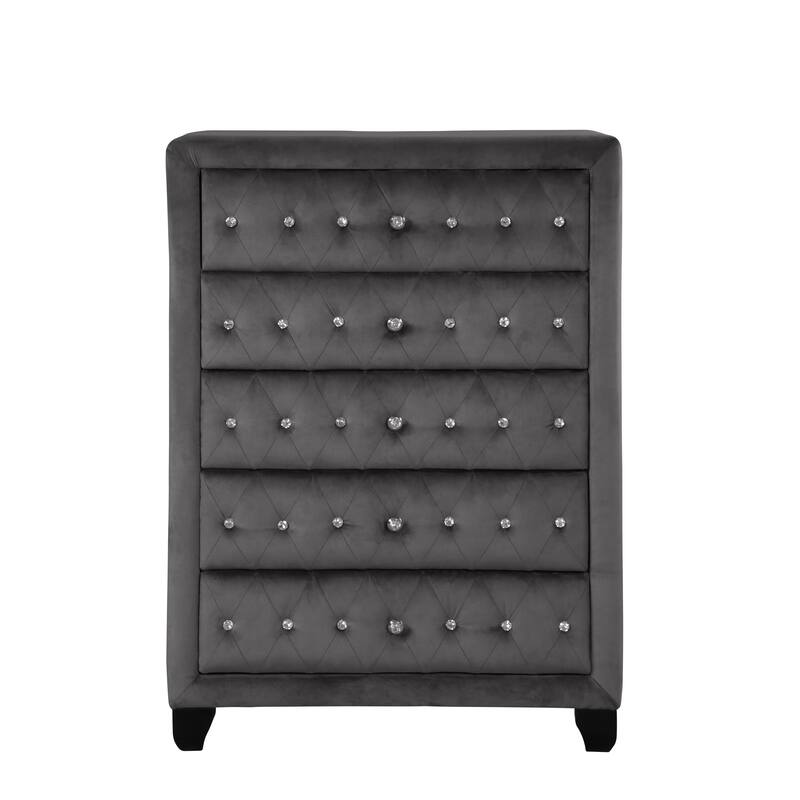 Encore King / Queen 4PC / 5PCS Vanity Bedroom Set in Beige / Black / Gray