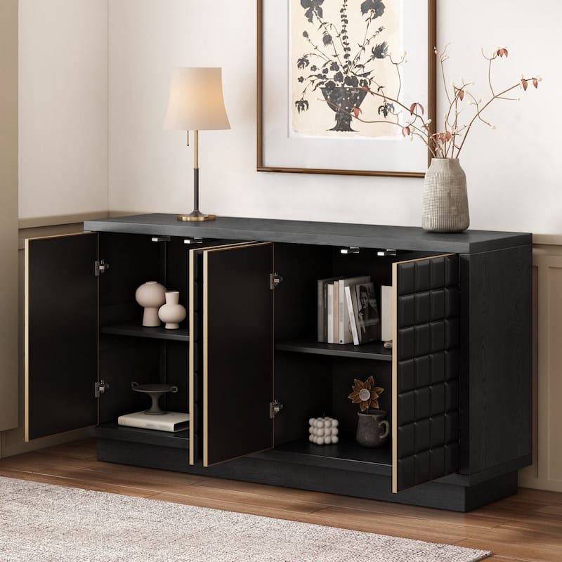 Hallway Cabinet Side Cabinet Entryway Cabinet with Geometric Doors, Chic File Cabinet Dining Cabinet Buffet Cabinet