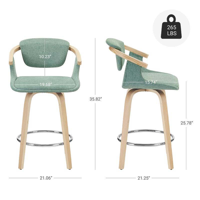 Art Leon Poplar Wood and Upholstered Swivel Barstool