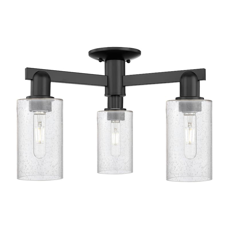 Innovations Lighting 716-3F-11-22 Clymer Semi-Flush Clymer 3 Light 22" - Matte Black / Seedy