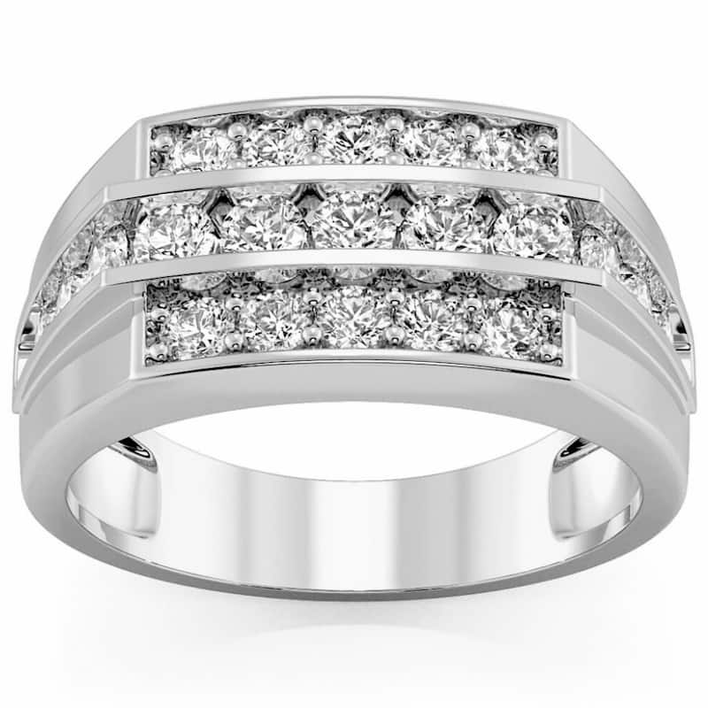 Bliss Diamond 1 1/2Ct Men's Diamond Wedding Annivesary Ring Gold Lab Grown - 7 - White