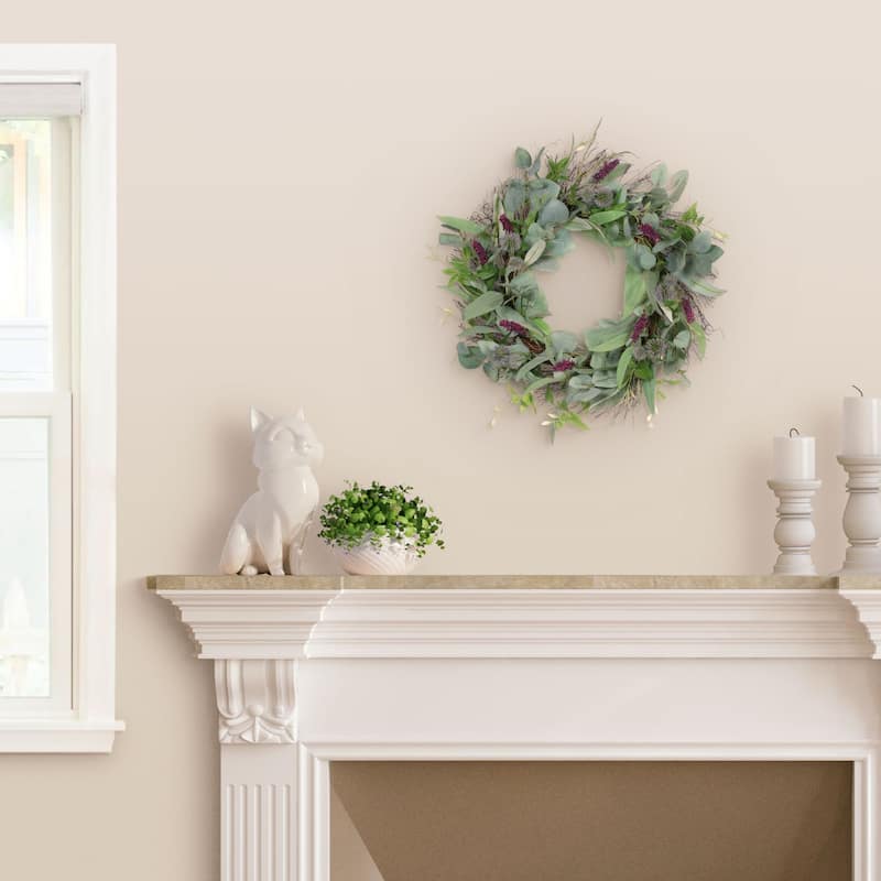 Lavender and Mixed Foliage Artificial Spring Wreath - 24" - Unlit