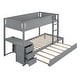 preview thumbnail 13 of 16, Twin-over-Twin Bunk Bed with Twin size Trundle, Storage and Desk,Multifunctional Bunk Bed with Storage