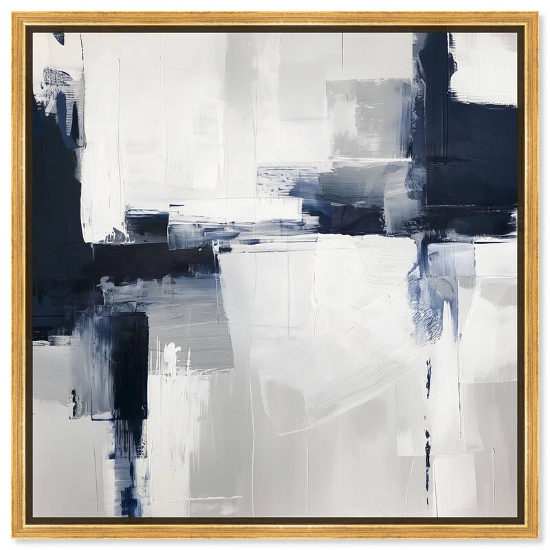 Porcelain Blue on White II Canvas by Art Remedy - Gold - 12" x 12"